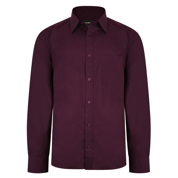 A7391 Plain Long Sleeve Shirt (Aubergine), Colour: Aubergine / Size: 2XL 46/48